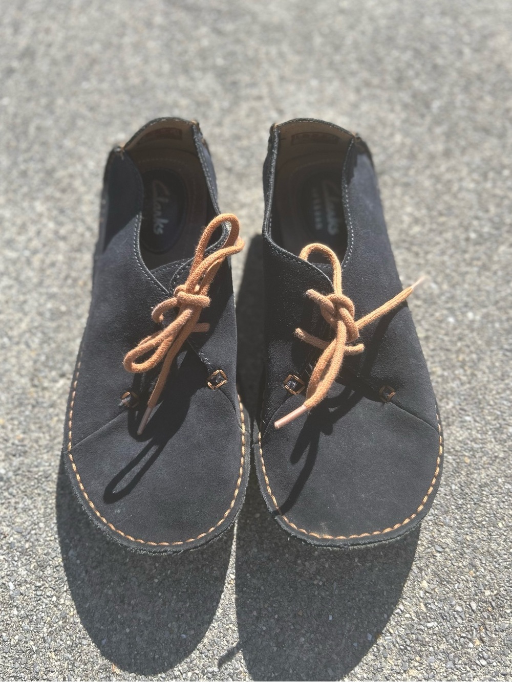 Clarks Artisan Janey Mae Suede Leather Oxford Loafer Shoes Sz 6 Navy Lace up